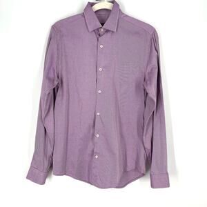 Zara Cotton Collared Button Down Shirt Men's Small Slim Fit‎ Red Striped